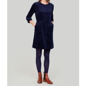 Joules Womens Dress 12 Blue Pincord Polka B4-11Z